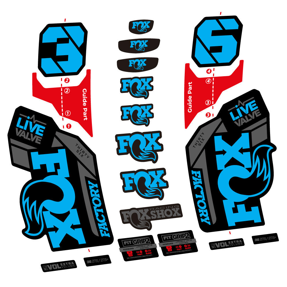 Stickers Fox 36 Factory Live Valve compatibles Autocollants fourche VTT 29"