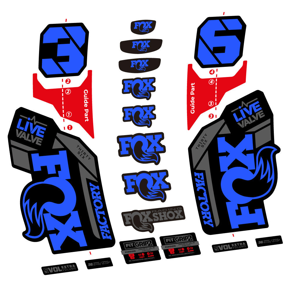 Stickers Fox 36 Factory Live Valve compatibles Autocollants fourche VTT 29"