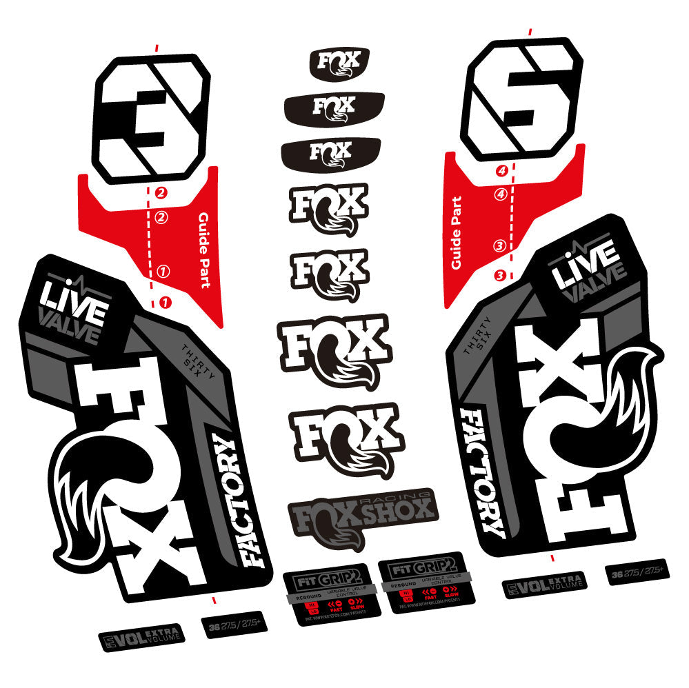 Stickers Fox 36 Factory Live Valve compatibles - Autocollants fourche VTT