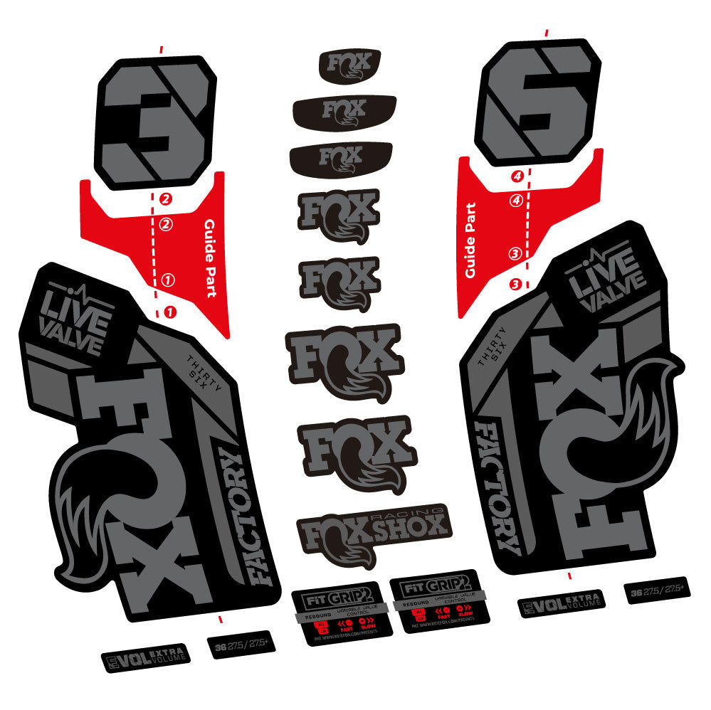 Stickers Fox 36 Factory Live Valve compatibles - Autocollants fourche VTT