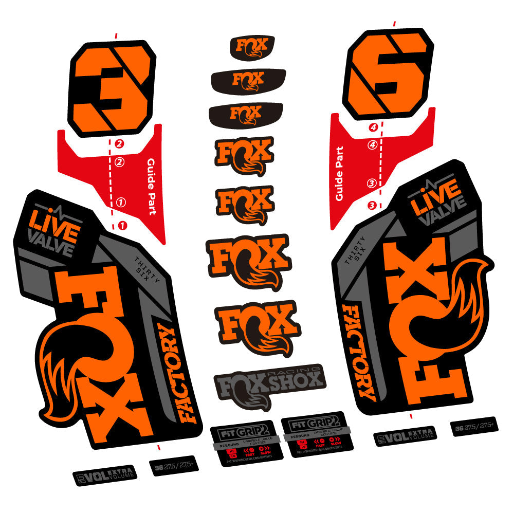 Stickers Fox 36 Factory Live Valve compatibles - Autocollants fourche VTT