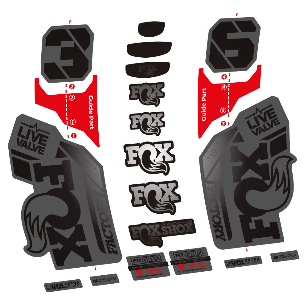 Stickers Fox 36 Factory Live Valve compatibles Autocollants fourche VTT 29"