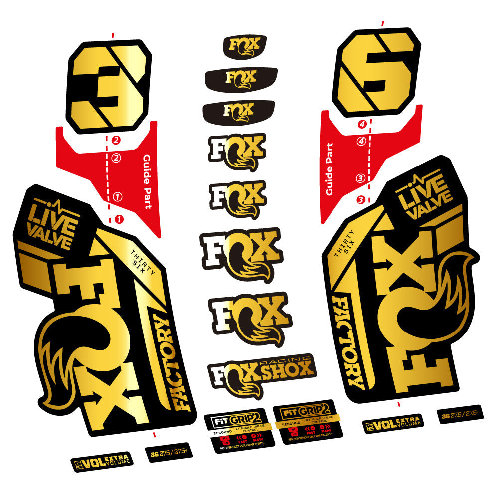 Stickers Fox 36 Factory Live Valve compatibles - Autocollants fourche VTT