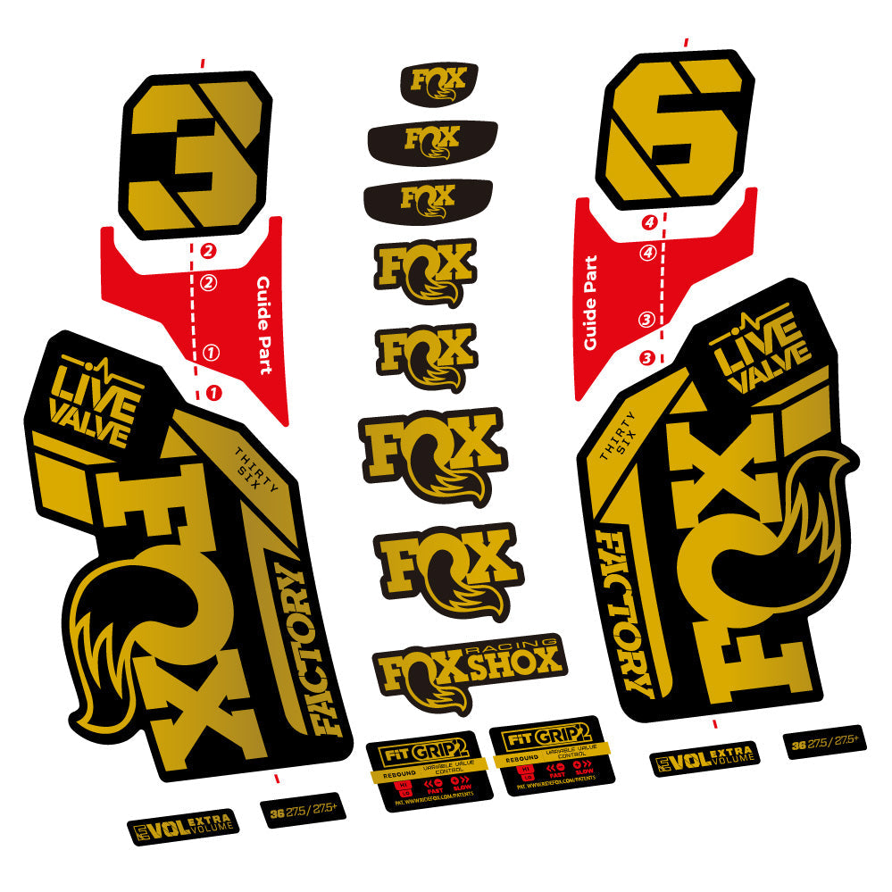 Stickers Fox 36 Factory Live Valve compatibles - Autocollants fourche VTT