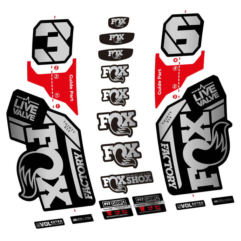 Stickers Fox 36 Factory Live Valve compatibles - Autocollants fourche VTT