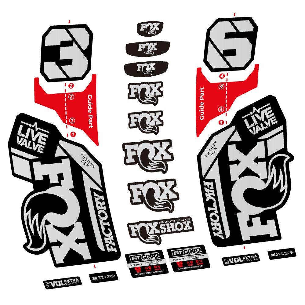 Stickers Fox 36 Factory Live Valve compatibles Autocollants fourche VTT 29"