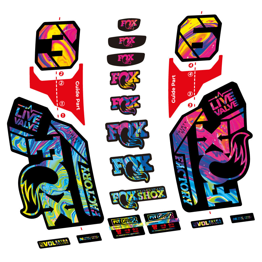 Stickers Fox 36 Factory Live Valve compatibles Autocollants fourche VTT 29"