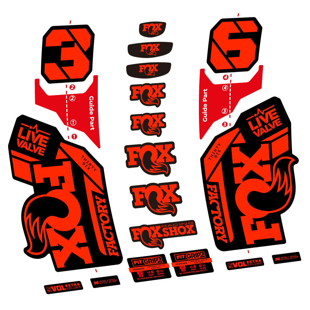 Stickers Fox 36 Factory Live Valve compatibles Autocollants fourche VTT 29"