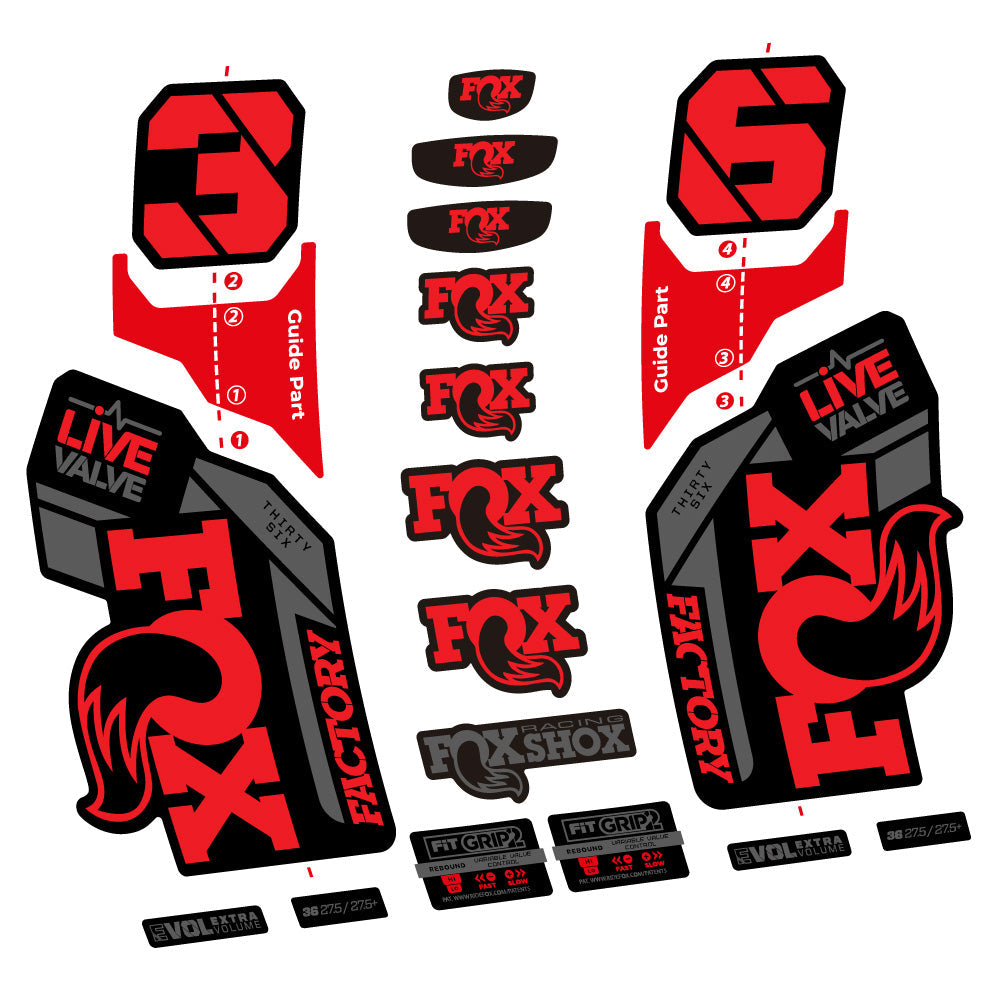 Stickers Fox 36 Factory Live Valve compatibles Autocollants fourche VTT 29"
