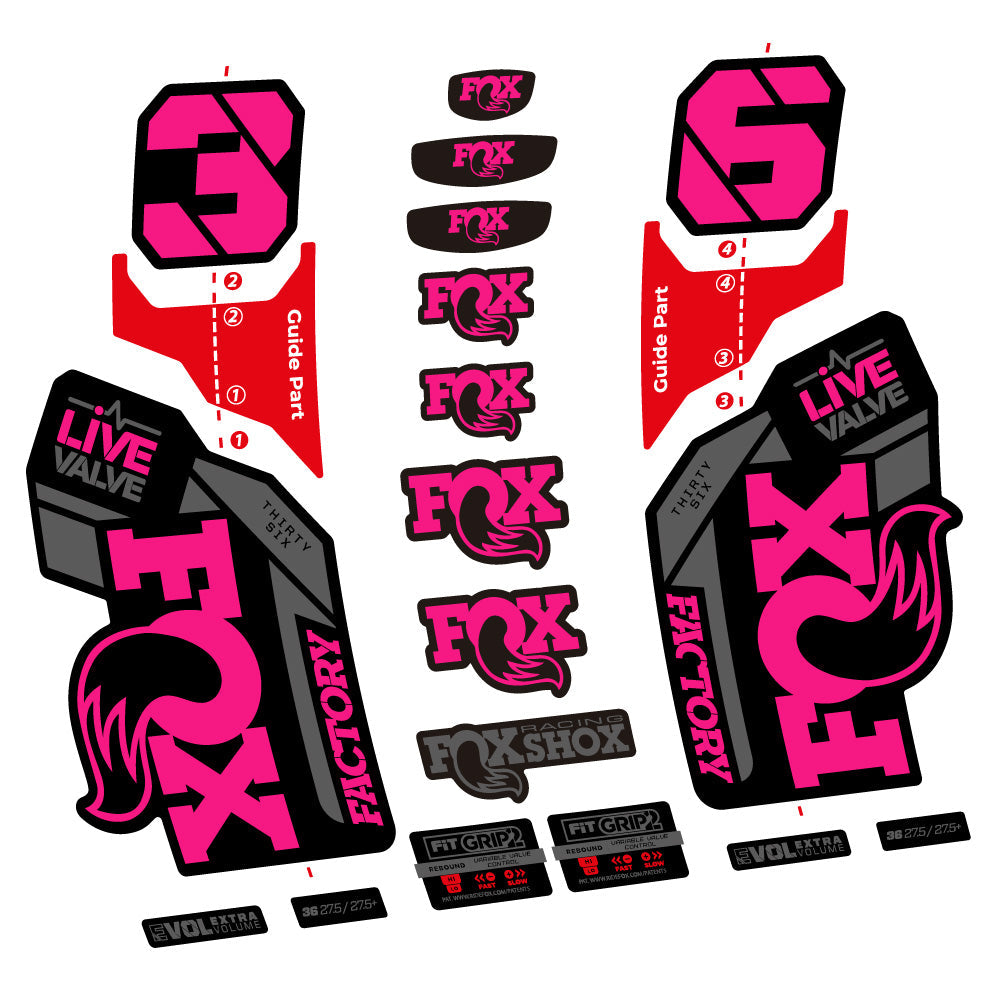 Stickers Fox 36 Factory Live Valve compatibles - Autocollants fourche VTT