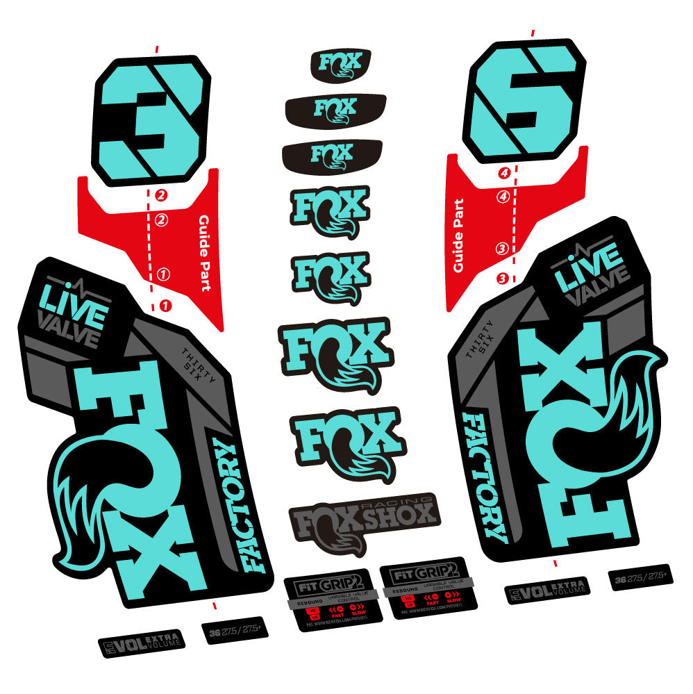 Stickers Fox 36 Factory Live Valve compatibles Autocollants fourche VTT 29"