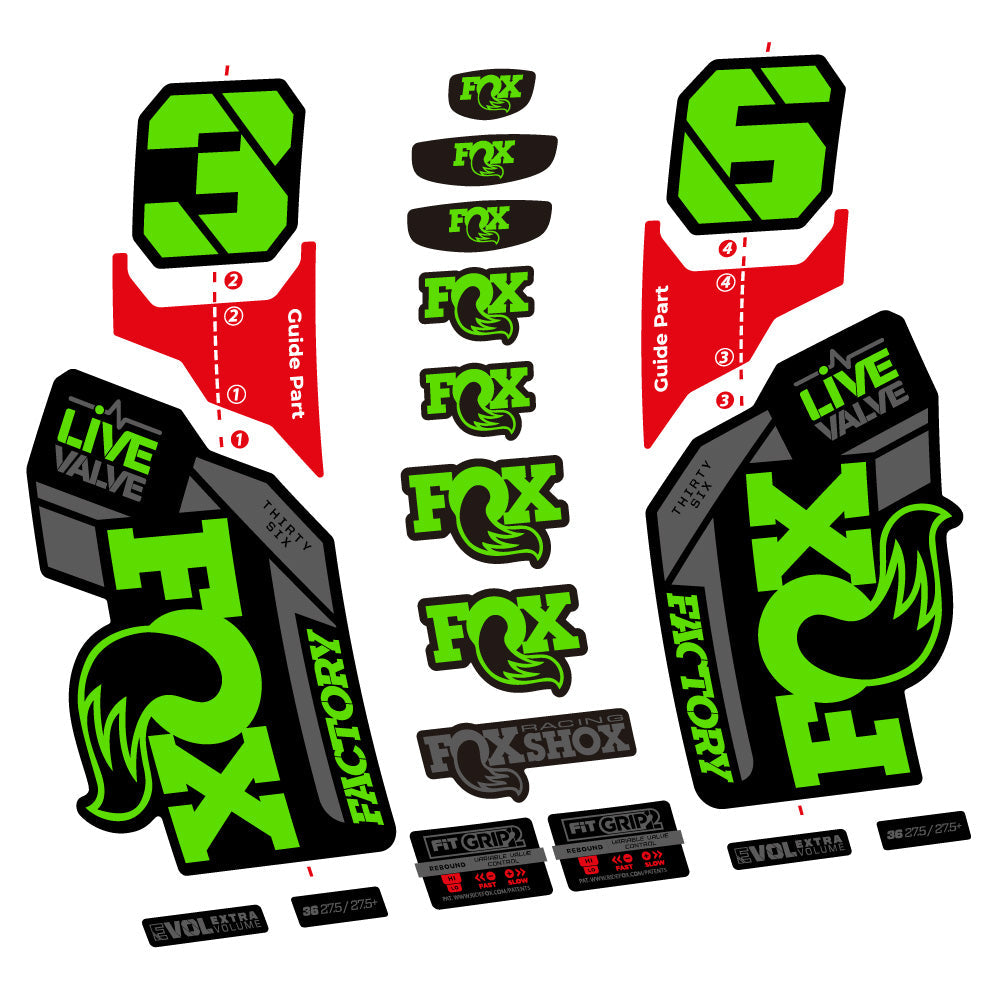 Stickers Fox 36 Factory Live Valve compatibles Autocollants fourche VTT 29"