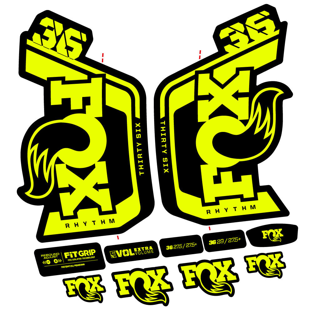 Stickers Fox 36 Rhythm 29” Autocollant Kit with 2023 2024 MTB Vinyl Stickers Autocollants fourche VTT