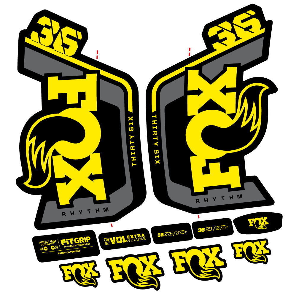 Stickers Fox 36 Rhythm 29” Autocollant Kit with 2023 2024 MTB Vinyl Stickers Autocollants fourche VTT