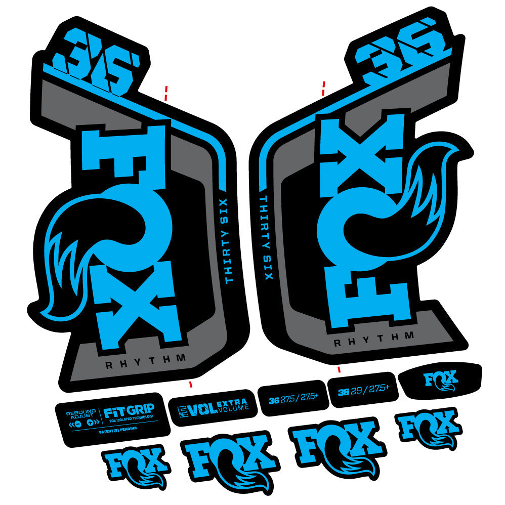 Stickers Fox 36 Rhythm 29” Autocollant Kit with 2023 2024 MTB Vinyl Stickers Autocollants fourche VTT