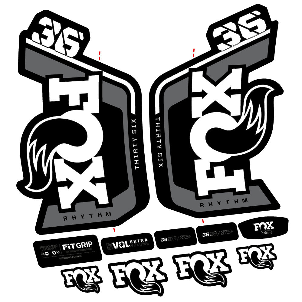 Stickers Fox 36 Rhythm 29” Autocollant Kit with 2023 2024 MTB Vinyl Stickers Autocollants fourche VTT
