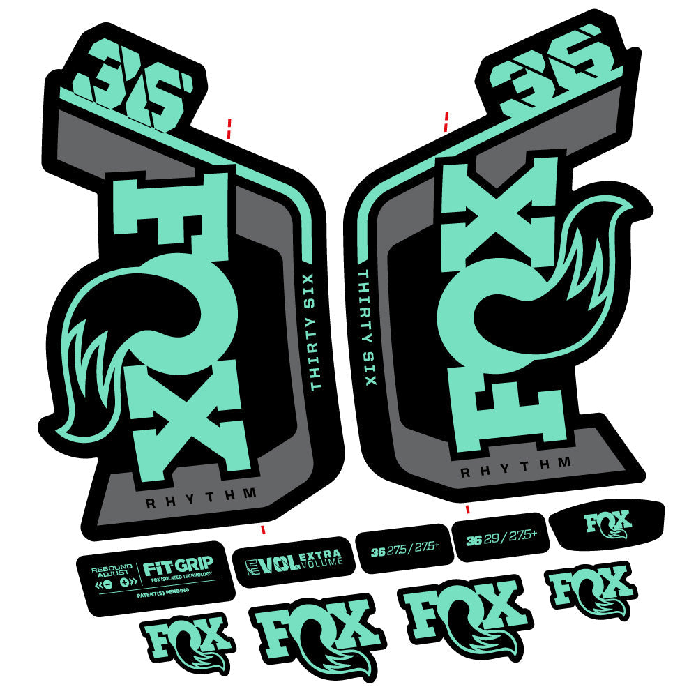 Stickers Fox 36 Rhythm 29” Autocollant Kit with 2023 2024 MTB Vinyl Stickers Autocollants fourche VTT