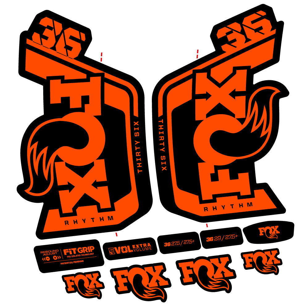 Stickers Fox 36 Rhythm 29” Autocollant Kit with 2023 2024 MTB Vinyl Stickers Autocollants fourche VTT