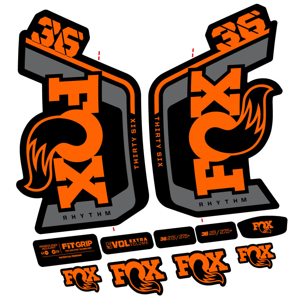Stickers Fox 36 Rhythm 29” Autocollant Kit with 2023 2024 MTB Vinyl Stickers Autocollants fourche VTT