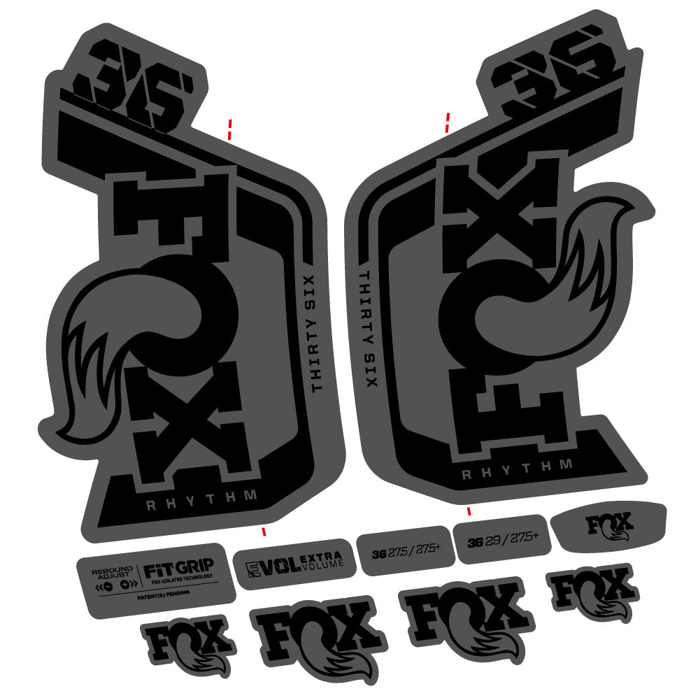 Stickers Fox 36 Rhythm 29” Autocollant Kit with 2023 2024 MTB Vinyl Stickers Autocollants fourche VTT
