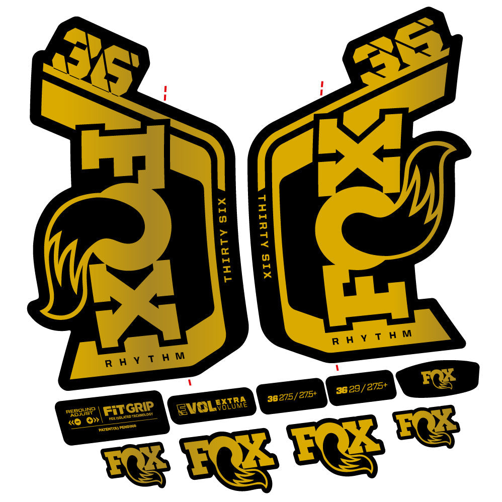 Stickers Fox 36 Rhythm 29” Autocollant Kit with 2023 2024 MTB Vinyl Stickers Autocollants fourche VTT
