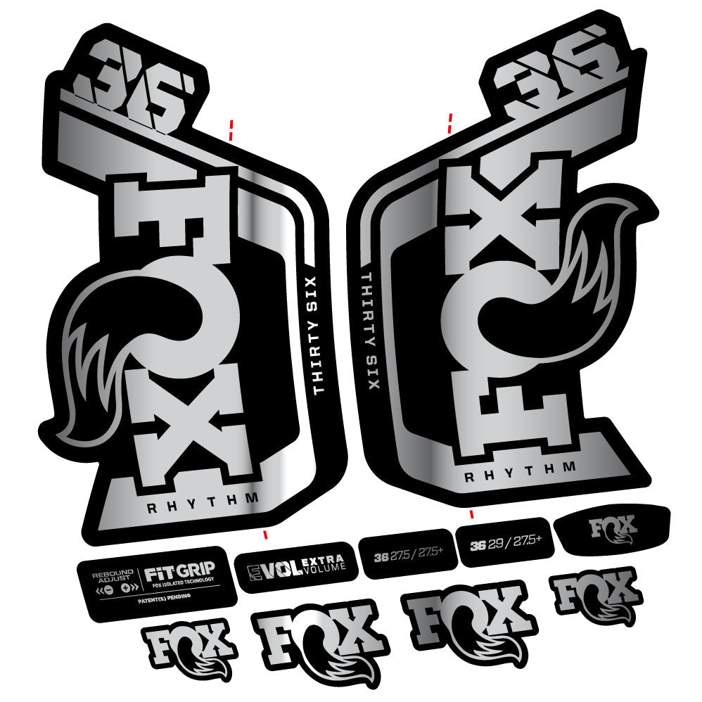 Stickers Fox 36 Rhythm 29” Autocollant Kit with 2023 2024 MTB Vinyl Stickers Autocollants fourche VTT