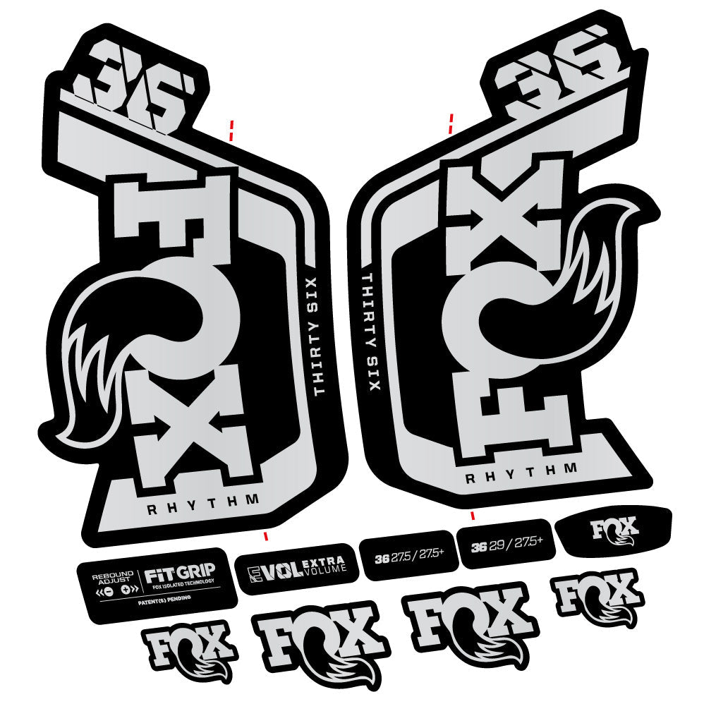 Stickers Fox 36 Rhythm 29” Autocollant Kit with 2023 2024 MTB Vinyl Stickers Autocollants fourche VTT