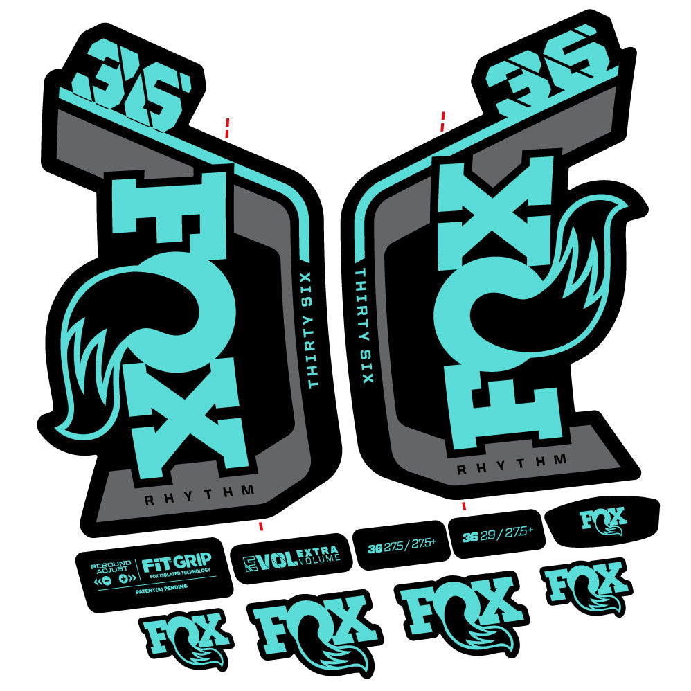 Stickers Fox 36 Rhythm 29” Autocollant Kit with 2023 2024 MTB Vinyl Stickers Autocollants fourche VTT
