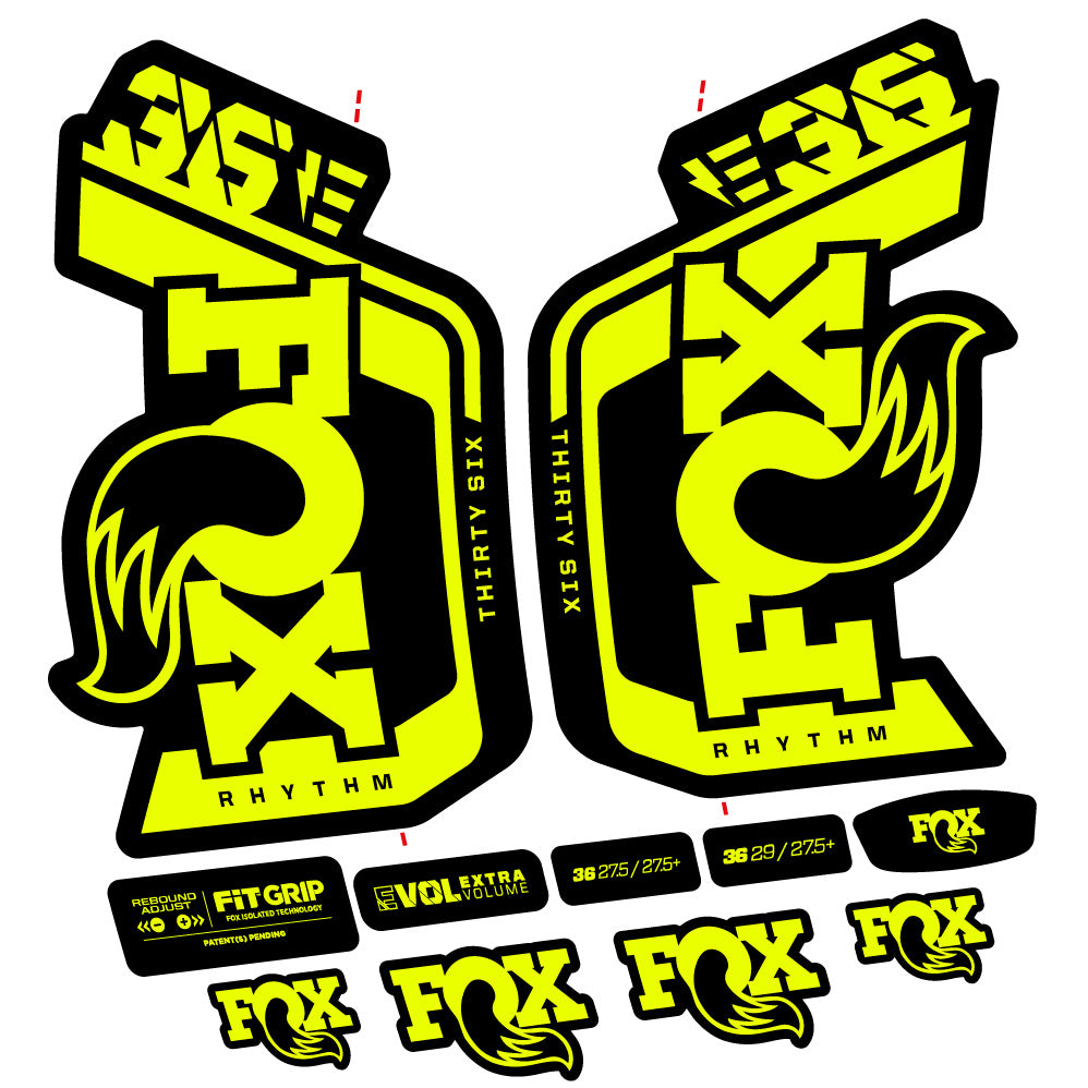 Stickers Fox 36 Rhythm E 29” Autocollant Kit with 2023 2024 MTB Vinyl Stickers Autocollants fourche VTT