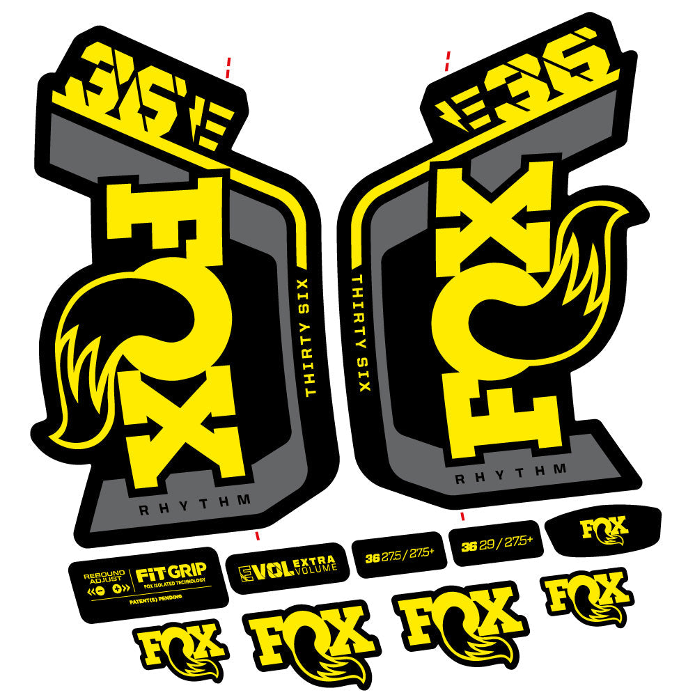 Stickers Fox 36 Rhythm E 29” Autocollant Kit with 2023 2024 MTB Vinyl Stickers Autocollants fourche VTT