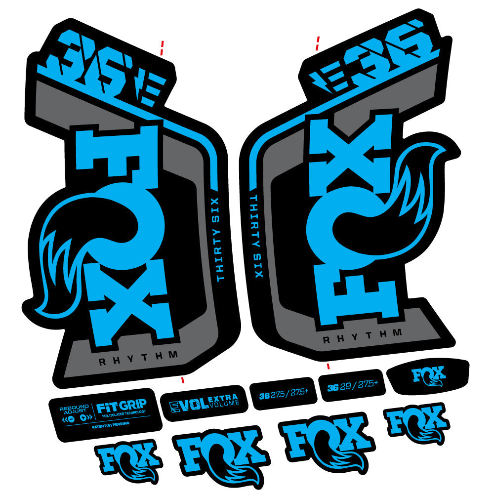 Stickers Fox 36 Rhythm E 29” Autocollant Kit with 2023 2024 MTB Vinyl Stickers Autocollants fourche VTT