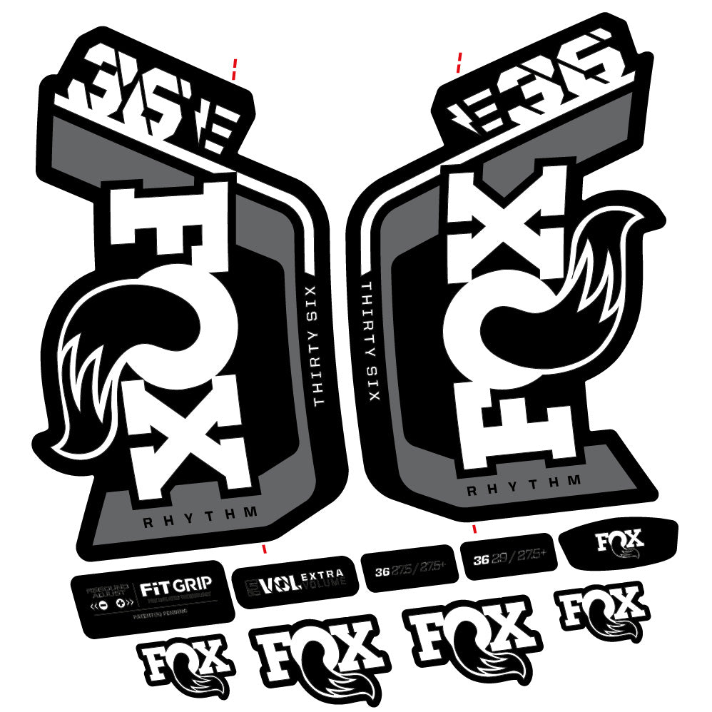 Stickers Fox 36 Rhythm E 29” Autocollant Kit with 2023 2024 MTB Vinyl Stickers Autocollants fourche VTT