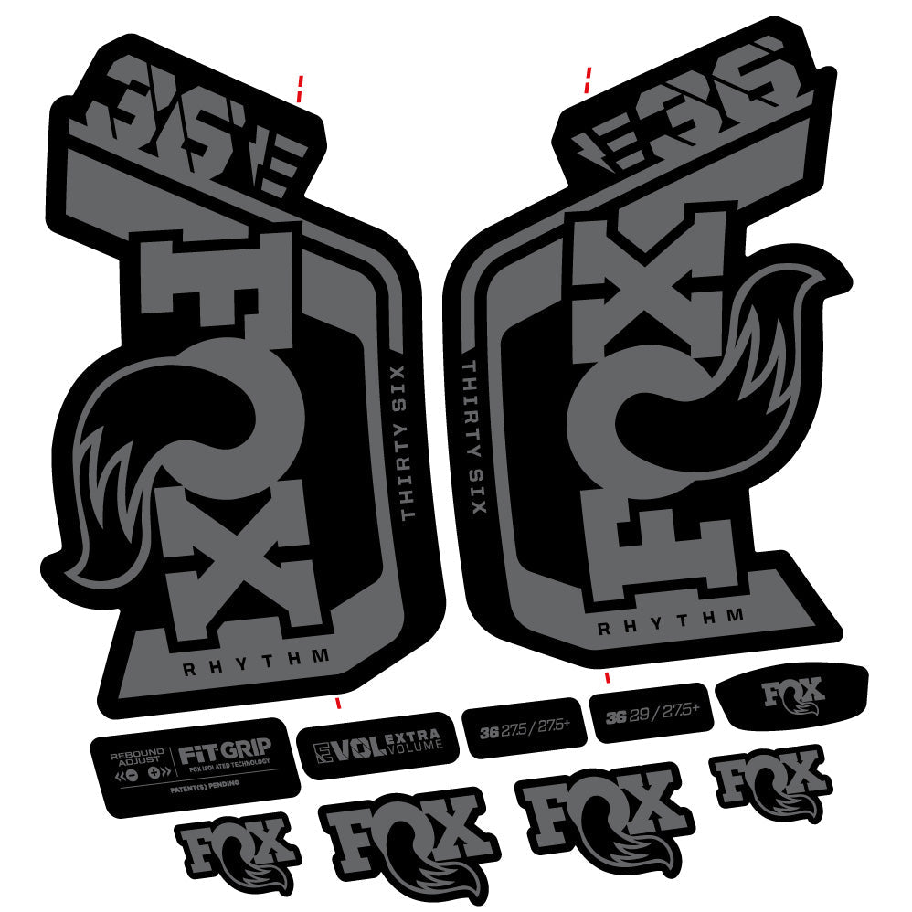 Stickers Fox 36 Rhythm E 29” Autocollant Kit with 2023 2024 MTB Vinyl Stickers Autocollants fourche VTT