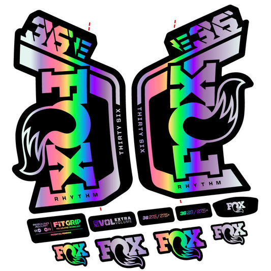 Stickers Fox 36 Rhythm E 29” Autocollant Kit with 2023 2024 MTB Vinyl Stickers Autocollants fourche VTT