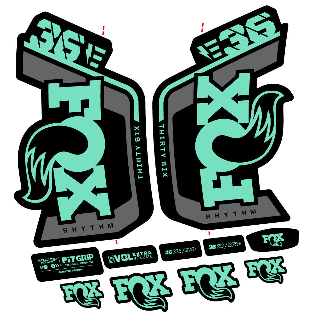 Stickers Fox 36 Rhythm E 29” Autocollant Kit with 2023 2024 MTB Vinyl Stickers Autocollants fourche VTT