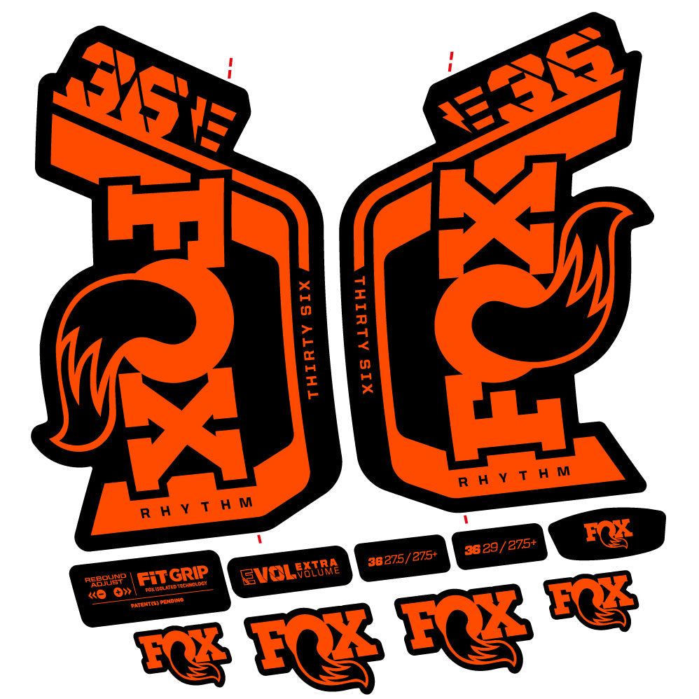 Stickers Fox 36 Rhythm E 29” Autocollant Kit with 2023 2024 MTB Vinyl Stickers Autocollants fourche VTT