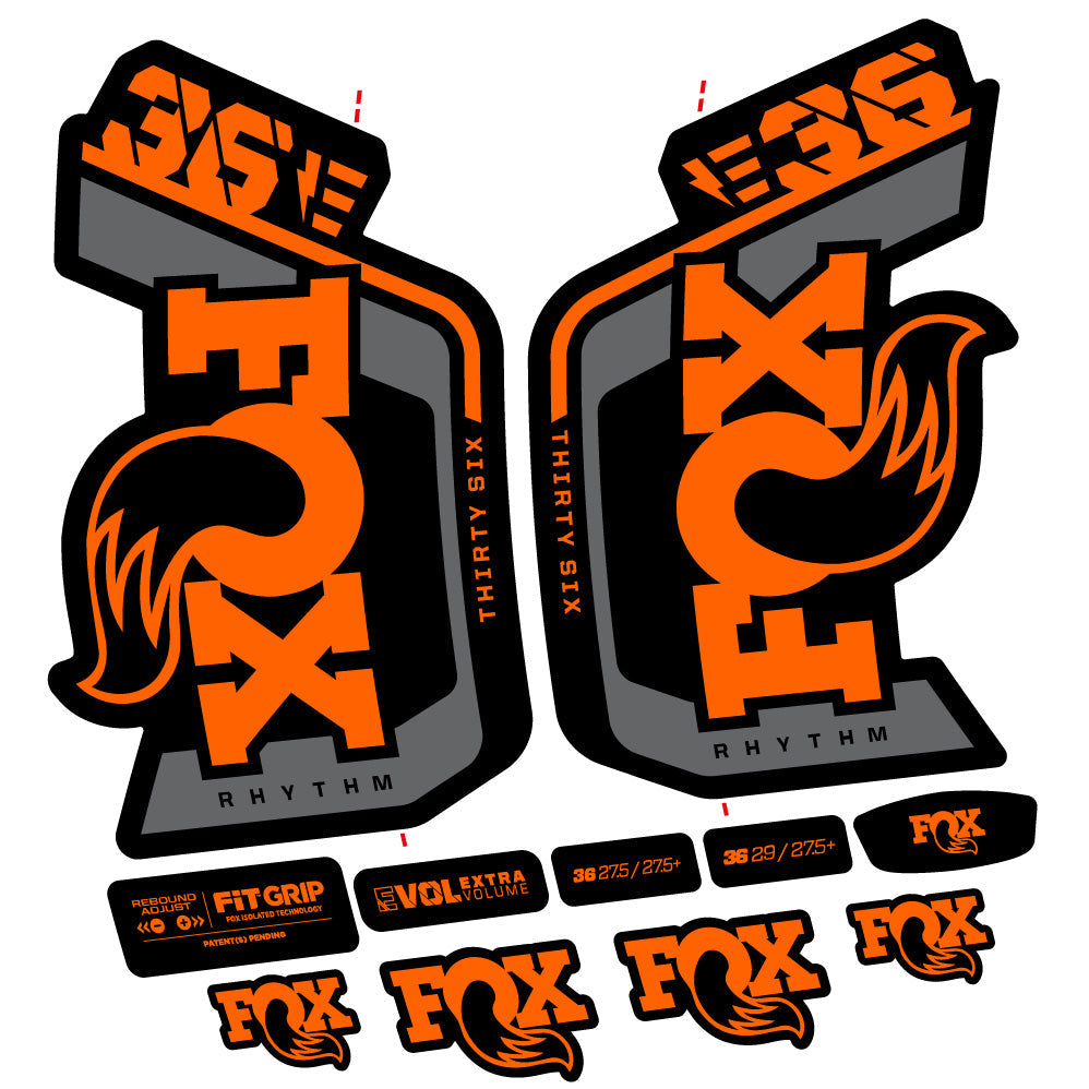 Stickers Fox 36 Rhythm E 29” Autocollant Kit with 2023 2024 MTB Vinyl Stickers Autocollants fourche VTT