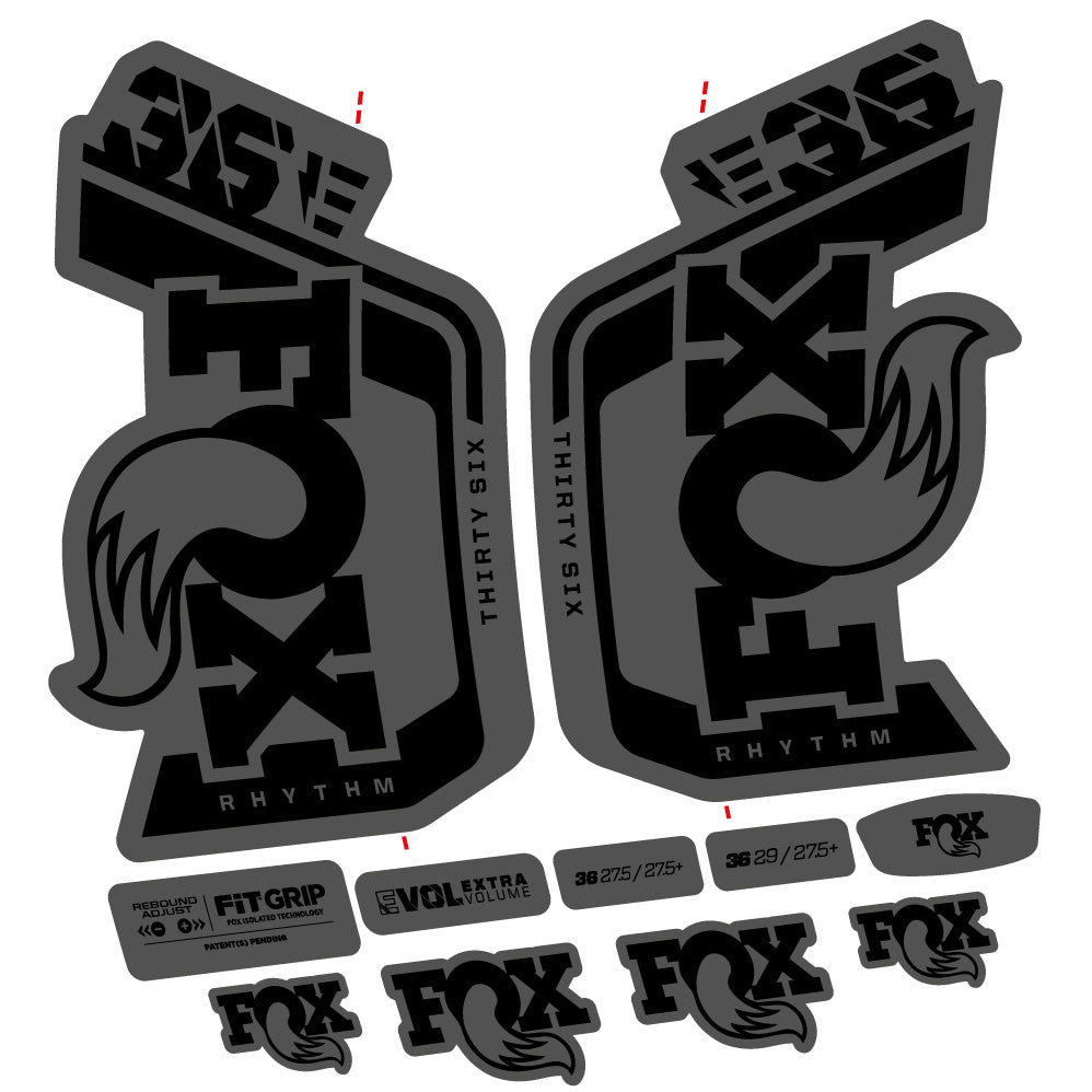 Stickers Fox 36 Rhythm E 29” Autocollant Kit with 2023 2024 MTB Vinyl Stickers Autocollants fourche VTT