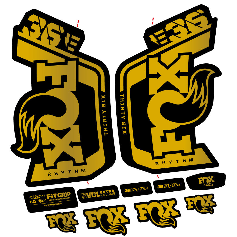 Stickers Fox 36 Rhythm E 29” Autocollant Kit with 2023 2024 MTB Vinyl Stickers Autocollants fourche VTT