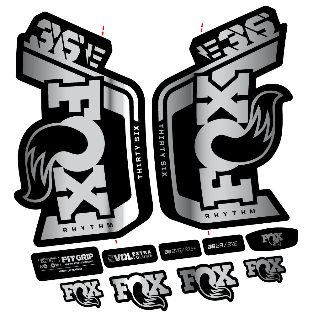 Stickers Fox 36 Rhythm E 29” Autocollant Kit with 2023 2024 MTB Vinyl Stickers Autocollants fourche VTT