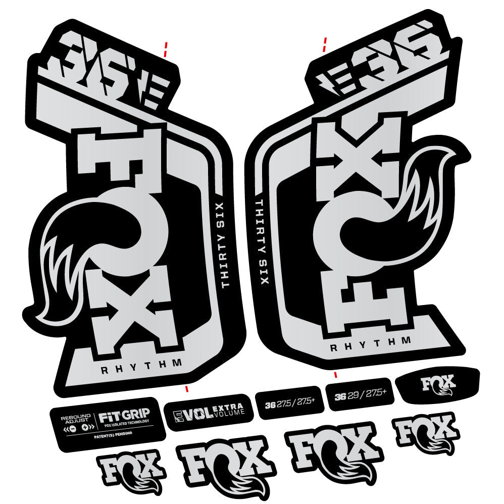 Stickers Fox 36 Rhythm E 29” Autocollant Kit with 2023 2024 MTB Vinyl Stickers Autocollants fourche VTT