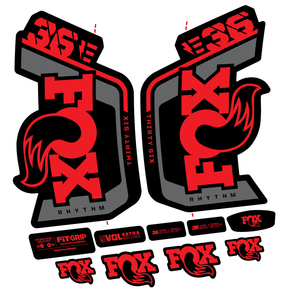 Stickers Fox 36 Rhythm E 29” Autocollant Kit with 2023 2024 MTB Vinyl Stickers Autocollants fourche VTT