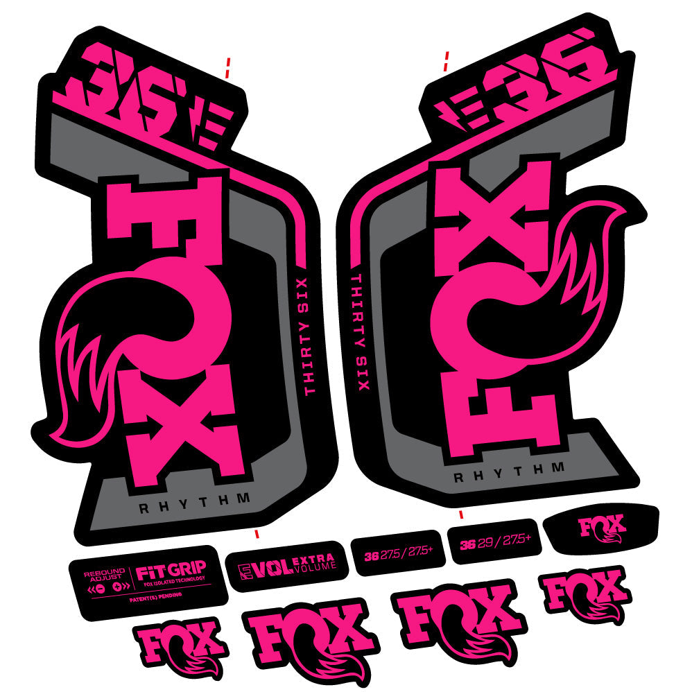 Stickers Fox 36 Rhythm E 29” Autocollant Kit with 2023 2024 MTB Vinyl Stickers Autocollants fourche VTT