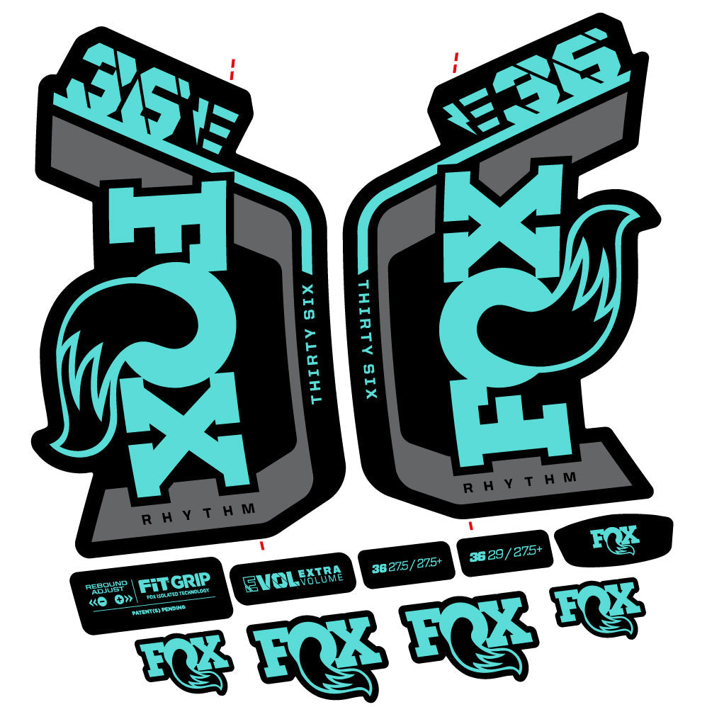 Stickers Fox 36 Rhythm E 29” Autocollant Kit with 2023 2024 MTB Vinyl Stickers Autocollants fourche VTT
