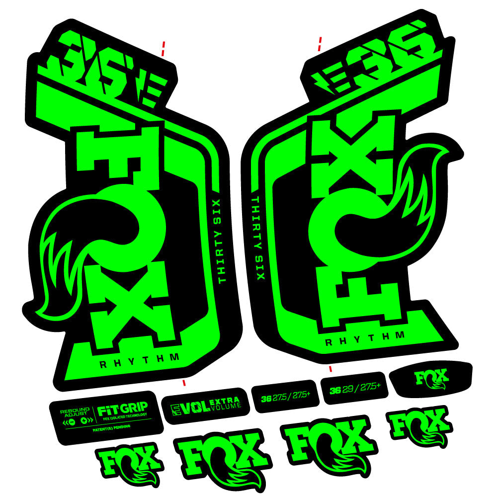 Stickers Fox 36 Rhythm E 29” Autocollant Kit with 2023 2024 MTB Vinyl Stickers Autocollants fourche VTT