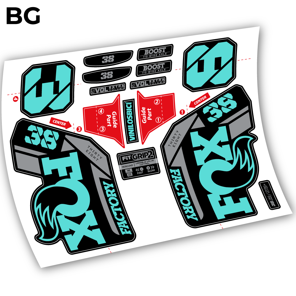 Stickers Fox 38 2021 compatibles Autocollants fourche VTT 29"