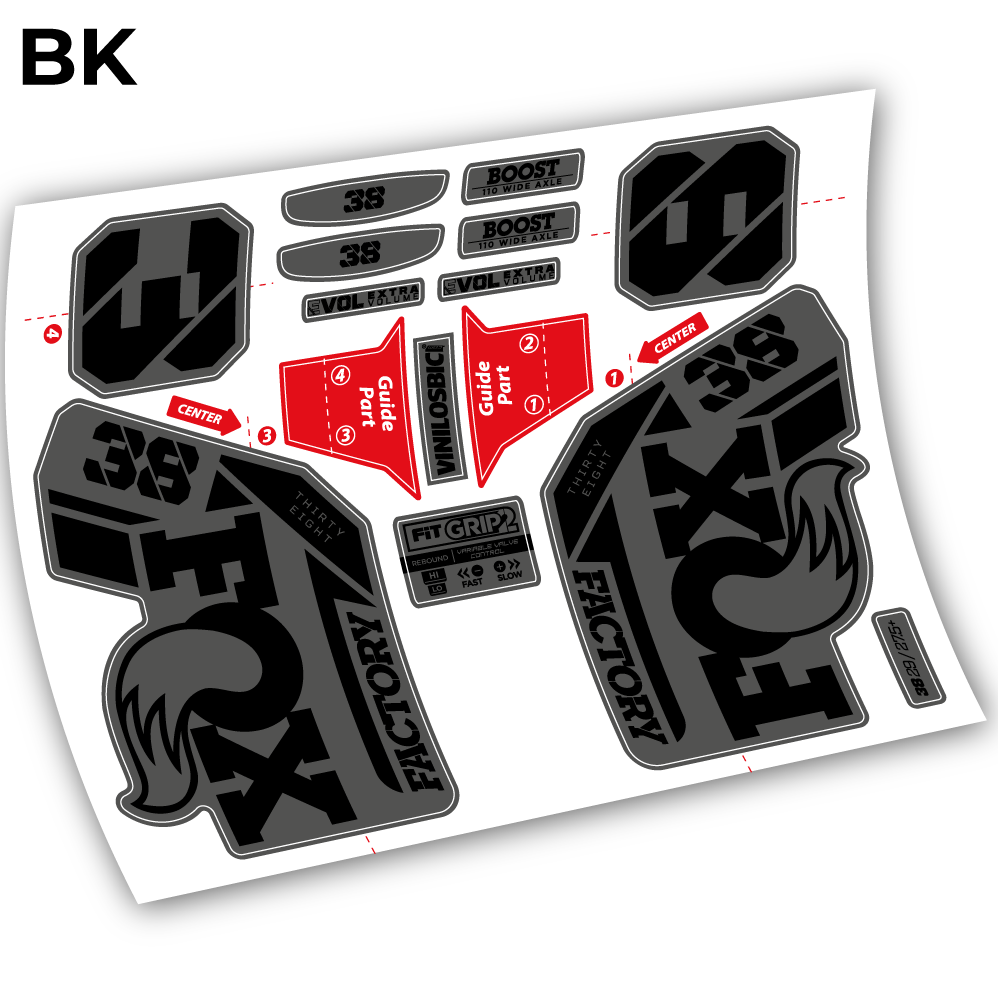 Stickers Fox 38 2021 compatibles Autocollants fourche VTT 29"