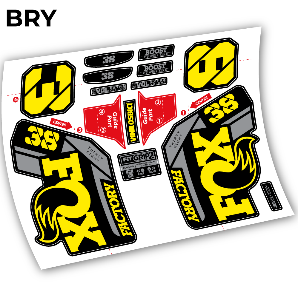 Stickers Fox 38 2021 compatibles Autocollants fourche VTT 29"