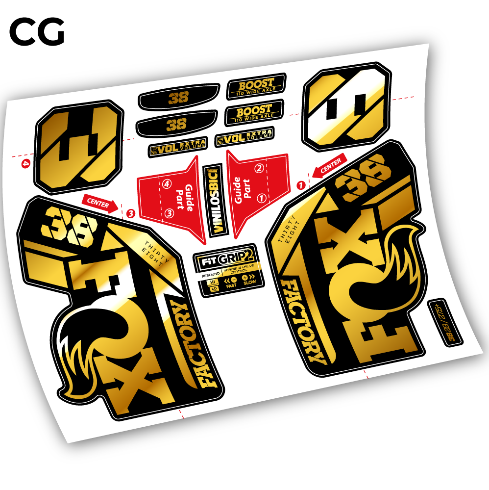 Stickers Fox 38 2021 compatibles Autocollants fourche VTT 29"