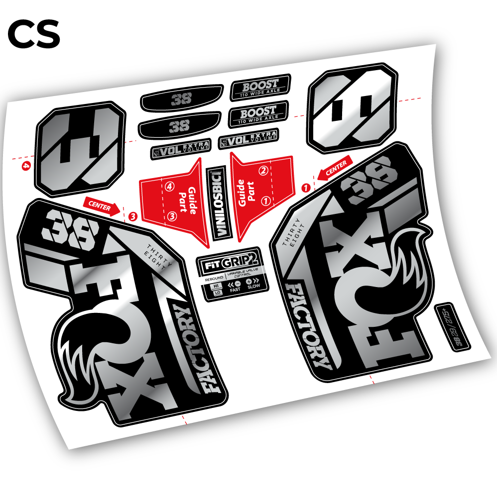 Stickers Fox 38 2021 compatibles Autocollants fourche VTT 29"